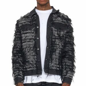 NWT Rockstar Original Ayan Dark Grey Distressed Denim Jacket -